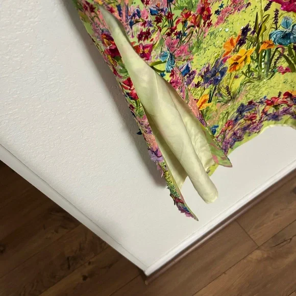 Vibrant Lime & Pink Ombre Maxi Dress,bidet and 100% silk - Picture 10 of 14